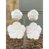 CAMELIA Blanc Cabochon rose nacrée - Francine BRAMLI Parisc