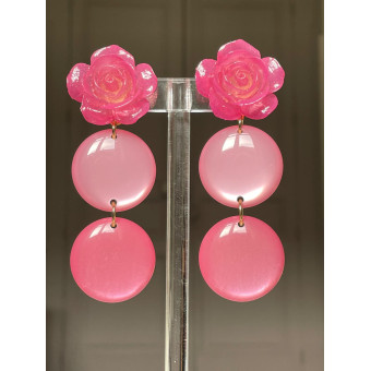ROSINE cabochon Rose fleur - Francine BRAMLI Paris