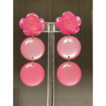 ROSINE cabochon Rose fleur - Francine BRAMLI Paris