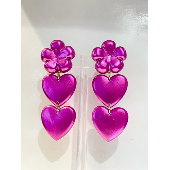 LOVE Fuchsia, coeurs et fleur - Francine BRAMLI Paris