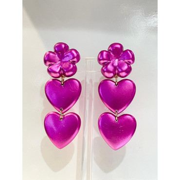 LOVE Fuchsia, coeurs et fleur - Francine BRAMLI Paris