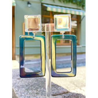 PAULINE Bleue Cabochon Miroir - Francine BRAMLI Paris