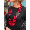 MARIO maillons rouges & écaille - Francine BRAMLI PARIS Collier