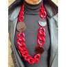MARIO maillons rouges & écaille - Francine BRAMLI PARIS Collier