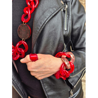 Bracelet TONY Maillons rouges - FRANCINE BRAMLI PARIS