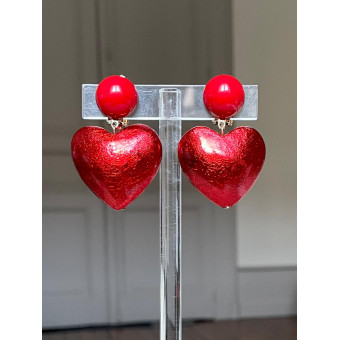 COEUR rouge feuille d'or teintée - Francine BRAMLI Paris