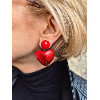 COEUR rouge feuille d'or teintée - Francine BRAMLI Paris