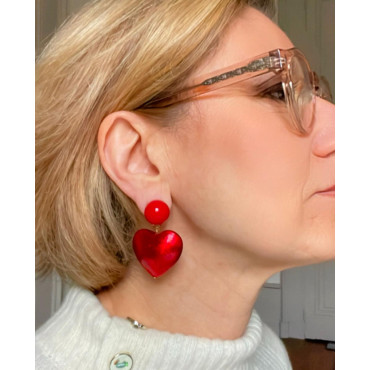 COEUR rouge feuille d'or teintée - Francine BRAMLI Paris