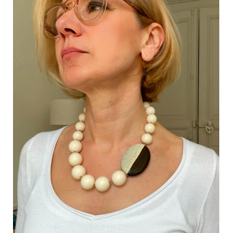 Collier PABLO Ivoire & ébène - FRANCINE BRAMLI Paris