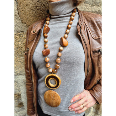 Collier PABLO long marron  - Francine BRAMLI Paris