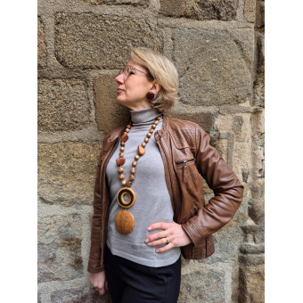 Collier PABLO long marron  - Francine BRAMLI Paris