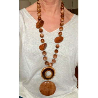 Collier PABLO long marron  - Francine BRAMLI Paris