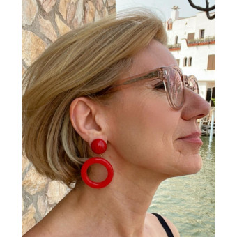 MILA Créoles rouge - Francine BRAMLI Paris