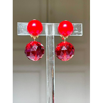 DISCO Cristal rouge facetté - Francine BRAMLI Paris