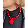 AMORE perles rouges & Coeur Galuchat - Francine BRAMLI Paris