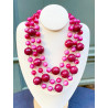 NELSON 3 rangs perles & pierres naturelles rose/Bx - Francine BRAMLI Paris