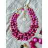 NELSON 3 rangs perles & pierres naturelles rose/Bx - Francine BRAMLI Paris