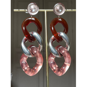 KARINA Maillons marrons, rosés & argentés - Francine BRAMLI Paris