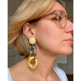 KEREN Maillons Bleu, doré, jaune - Francine BRAMLI Paris