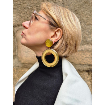 CELESTINE créole Jaune effet miroir - Francine BRAMLI Paris