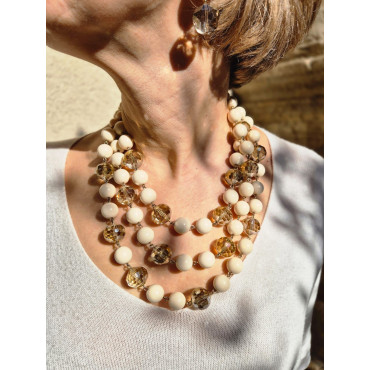 Collier REGIS Ivoire 3 rangs - Francine BRAMLI Paris