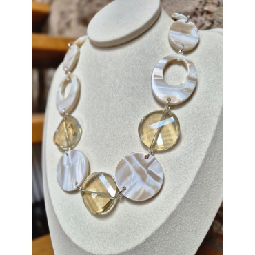Collier TOMY ivoire marbré - Francine BRAMLI Paris