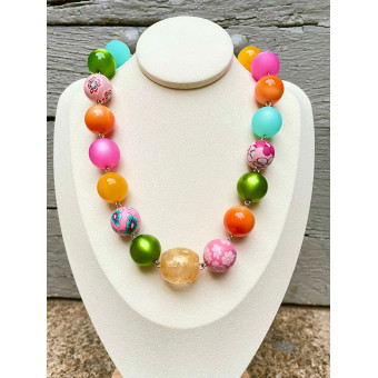 DYLAN perles rose/orange/vert/bleu/jaune - Francine BRAMLI Paris