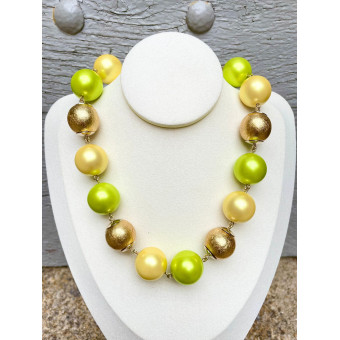 DYLAN perles vert/doré/jaune - Francine BRAMLI Paris