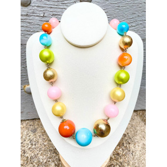 DYLAN perles vert/doré/jaune/rose/bleu/orange - Francine BRAMLI Paris