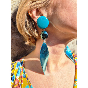 FEUILLE LG Turquoise - Francine BRAMLI Paris