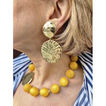 Collier DYLAN perles jaunes  & doré - Francine BRAMLI Paris