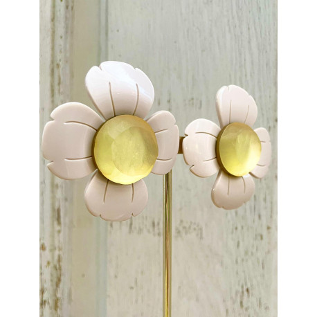 FLORAL L Beige & jaune - Francine BRAMLI Paris