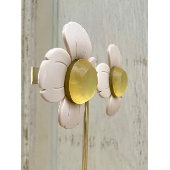 FLORAL L Beige & jaune - Francine BRAMLI Paris