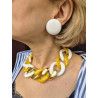 Collier KENNY Maillons Jaune, blanc & doré - Francine BRAMLI Paris