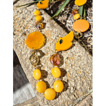 Sautoir ALBAN Jaune safran - FRANCINE BRAMLI Paris collier