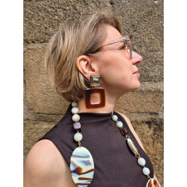 HOPE marron Cabochon miroir - Francine BRAMLI Paris