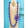 Sautoir FLORIAN Bleu mauve rose - Francine BRAMLI Paris collier