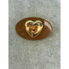 Broche COEUR miroir doré & marron - Francine BRAMLI Paris