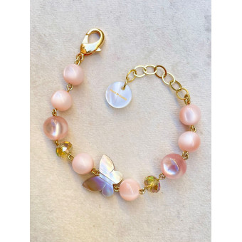 Bracelet PAPILLON rose nacre - Francine BRAMLI Paris