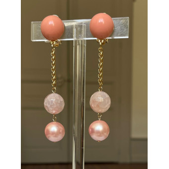 YVETTE perles roses - Francine BRAMLI Paris