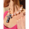 Collier CROIX rose - FRANCINE BRAMLI Paris