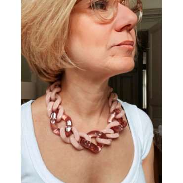 Collier FREDDY Maillons roses - Francine BRAMLI Paris