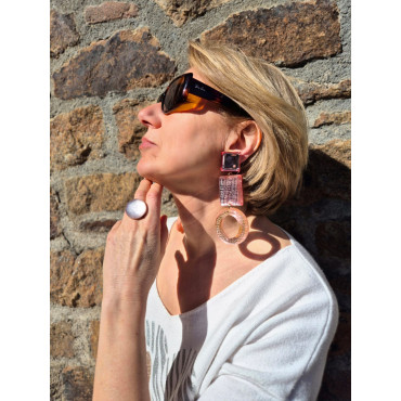 CELESTINE créole rose Lg - Francine BRAMLI Paris