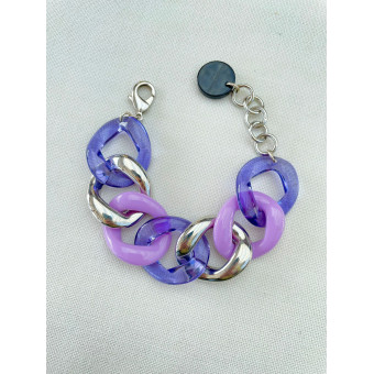 Bracelet ALESSIA Maillons argent/mauve - FRANCINE BRAMLI PARIS