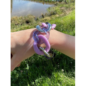 Bracelet ALESSIA Maillons argent/mauve - FRANCINE BRAMLI PARIS