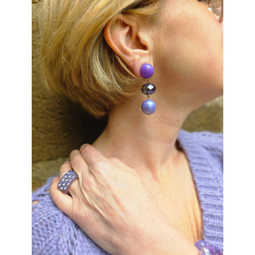 BAYA Violet mauve Perles de Majorque - Francine BRAMLI Paris