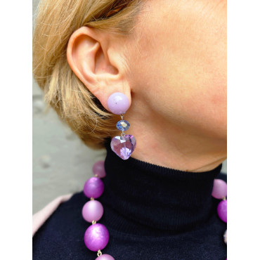 SUZANNA Mauve Lilas coeur cristal - Francine BRAMLI Paris