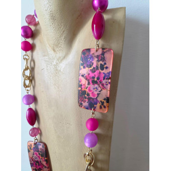 Sautoir RAPHAEL Rose Violine - Francine BRAMLI Paris collier