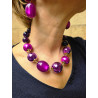 Collier OCTAVE Fuchsia Violet Prune - Francine BRAMLI Paris