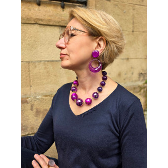Collier OCTAVE Fuchsia Violet Prune - Francine BRAMLI Paris